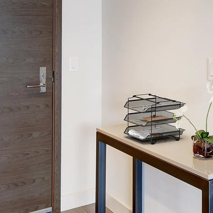 DecoBrothers Stackable Letter Tray Paper Organizer, 3 Tier, Black