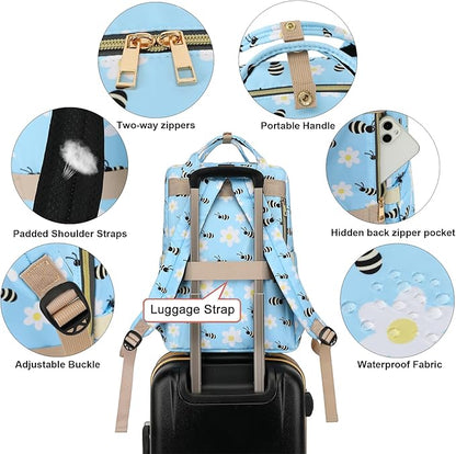 Bee Laptop Backpack College Bookbag School Backpack for Women Girls, Travel Backpack 15.6 Inch Computer Backpacks
