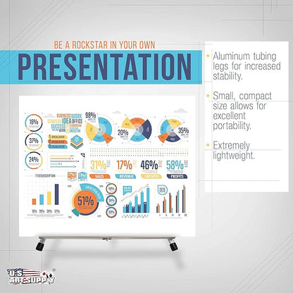 U.S. Art Supply 15" High Aluminum Tabletop Display Easel (Pack of 4) - Collapsible Folding Frame, Portable Artist Tripod Stand - Holds Canvas, Paintings, Books, Presentations, Photos, Pictures, Signs