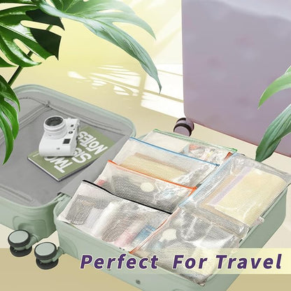 24 Pcs Mesh Zipper Pouch Bags, A4 Zipper Bags for Organizing Storage, Waterproof Zipper Pouches, File Bags for Cosmetics Travel Storage and Office Supplies