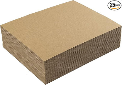 Mat Board Center, 25 Pack 16x20 Brown Cardboard Sheet, 1/8 inch Thick, Flat Corrugated Cardboard Inserts for Packing, Shipping, Mailing, Cardboard Backing, Art Craft Card Board