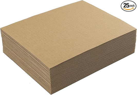 Mat Board Center, 25 pack 8x10 Brown Cardboard sheet, 1/8 inch thick, Flat Corrugated Cardboard Inserts for Packing, Shipping, Mailing, Cardboard Backing, Art Craft Card Board