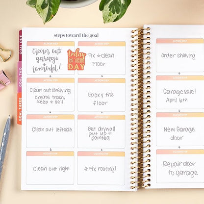 Erin Condren A5 Spiral Bound Goal Setting Planner – Metallic Abstract Circles - 4 Tabs with 160 Pages for Goal and Action Planning Inc. Steps, Weekly Check-in, Celebration Pages & More