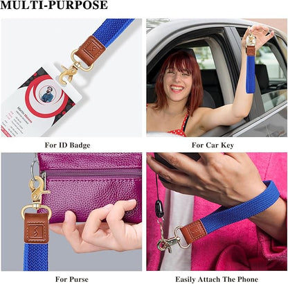 Fishent Stretchy Wristlet Keychain,Braided Cute Wrist Lanyards for Keys, Key Chain Holder for Women Men, Wrist Strap Keychain for Car Keys Phone Camera Wallet ID Badges Card (Clein Blue)