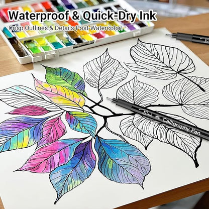 KERIFI Micro Fineliner Drawing Pens for Artists, 16 Black Fine Liner Markers, Waterproof Archival Ink Multiliner Pens, Technical Mandala Zentangle Book Accessories, Art Supplies Stuff Gifts for Adults