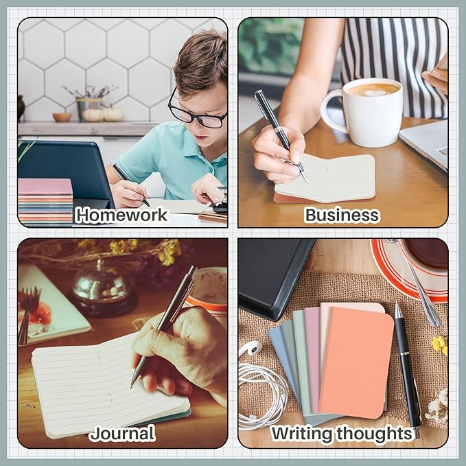 Outus 36 Pcs Pocket Notebook Mini Journal 2.5" x 4" Kraft Paper Mini Notepad Bulk Softcover Pocket Notepad Memo Diary Subject Notebooks for Student Traveler School(Morandi Color)