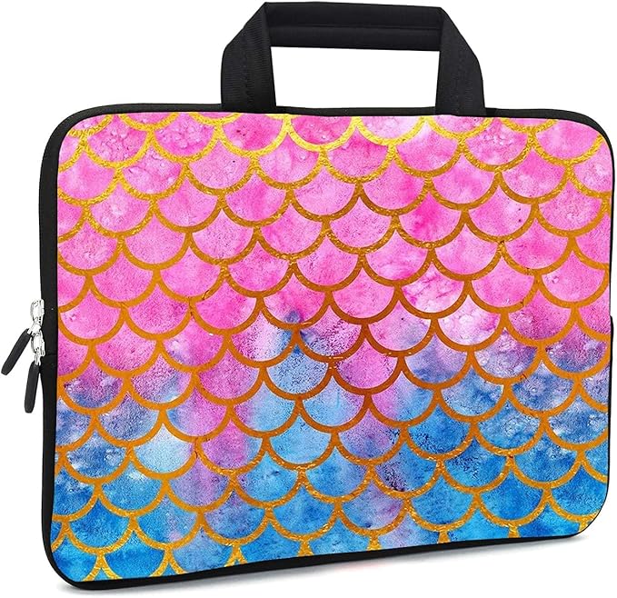 11.6 12 12.1 Inch Laptop Carrying Bag Protective Chromebook Case Pouch Netbook Notebook Ultrabook Bag Tablet Sleeve Cover Travel Briefcase with Handle for Men Women (Mermaid)