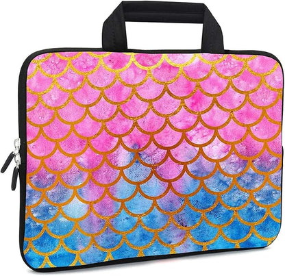 11.6 12 12.1 Inch Laptop Carrying Bag Protective Chromebook Case Pouch Netbook Notebook Ultrabook Bag Tablet Sleeve Cover Travel Briefcase with Handle for Men Women (Mermaid)