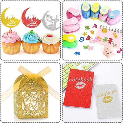 24 Sheets Red Glitter Cardstock Paper, A4 Premium Sparkly Paper for Scrapbook, DIY Projects, Party Decoration, Gift Box Wrapping 250GSM/92lb