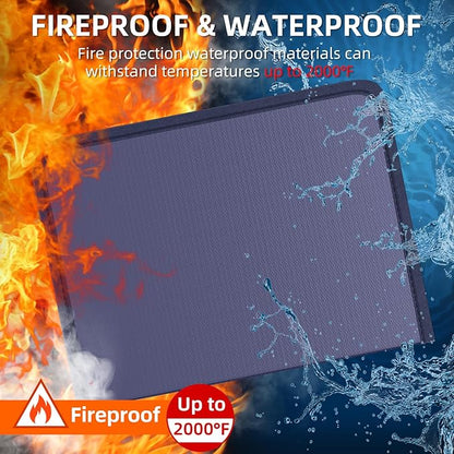 Fireproof Accordion File Organizer, Portable Expanding File Folder with Waterproof Zipper&Labels, Blue Document Organizer with 13 Pockets, File Organizer for Important Document/Paper Storage