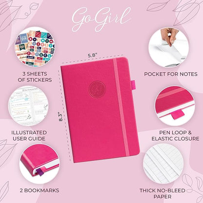 GoGirl Budget Planner – Monthly Financial Planner Organizer Budget Book. Expense Tracker Notebook Journal to Control Money, A5 (Hot Pink)