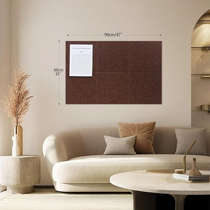 Large Felt Bulletin Board(36" x 24"),Cork Board Alternative,6 Pack Felt Wall Tiles with Safe Removable Adhesive Tabs,Notice Pin Board/Message Board/Vision Board for Office, School & Home