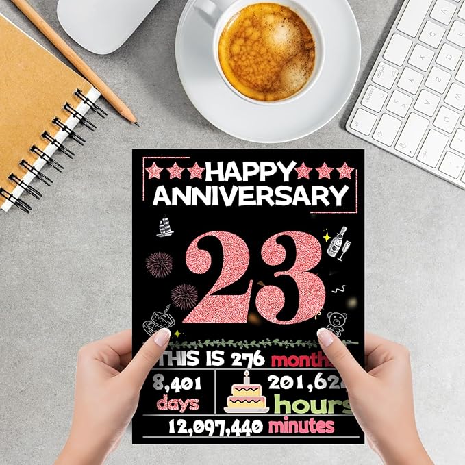 Joycard 23rd Anniversary Card for Women, Wedding Card for Wife, Sweet Marriage Decorations Gifts for Couple, Perfect for Her on Anniversary Day, Back in 2002