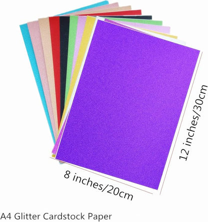 Baisunt 20 Sheets Purple Glitter Cardstock Paper for DIY Art Project, Scrapbook, Birthday Wedding Party Decoration 250GSM(8x12 In, Non Adhesive)