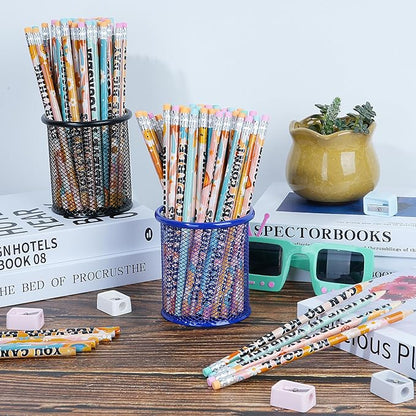 100 Pcs Retro Motivational Pencils Bulk, Inspirational School Pencils for Classroom, Cute Wood Pencils with Encourage Positive Saying, Back to School Supplies for Kids Student Teacher Classroom Reward
