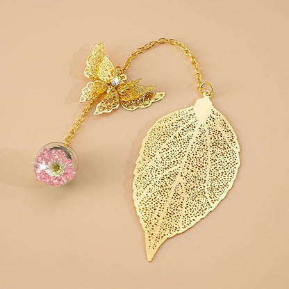 Bookmark with Gift Card,Golden Leaf Book Mark, Rose Flower Craft Gift Card Envelope, Gift for Family, Friend, Kid, Book Lovers rosepw