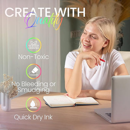 Loddie Doddie Jewel Tones Gel Pens - 0.7mm Medium Point, Smooth Writing, Retractable Gel Pens - No Bleed, Non-Smudge, Colored, 8-Pack for Journaling and Note Taking