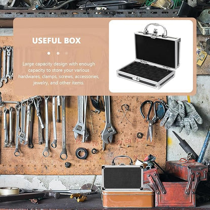 ERINGOGO Aluminum Attache Case - 7inch Lock Metal Briefcase with Ripple Foam, Hard Aluminum Carrying Case for Men, Universal Portable Tool Case for Laptop/Luggage/Instrument, Black