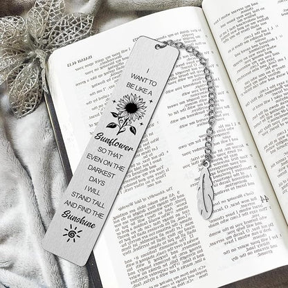 Sunflower Gifts for Women,Inspirational Bookmarks with Chain,Book Markers for Reading,Back to School Coming of Age Gifts,Graduation Gifts,Kids Teen Girls Him Her Christmas Stocking Stuffers