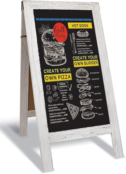 Better Office Products Magnetic A-Frame Chalkboard Sign, Extra Large 20" x 40", Standing Chalkboard Easel, Deluxe Set with Multiple Accessories, Outdoor Sidewalk Sandwich Board Sign,(Whitewash)