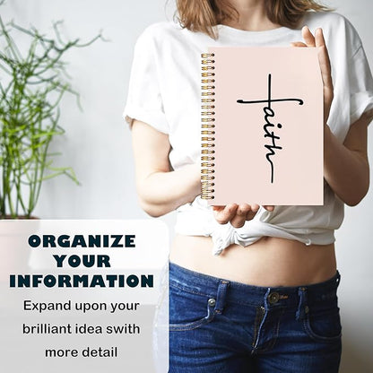 BearCake Faith Journal, Christian Notebook, Christian Gifts for Women, Bible Notebooks for Note Taking, Bible Journaling Notebook, Prayer Journal, Hardcover Spiral Notebook 5.5x8.3