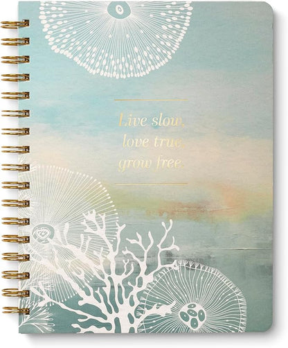 Compendium Spiral Notebook – Live Slow, Love True, Grow Free. – A Designer Spiral Notebook with 192 Lined Pages, College Ruled, 7.25" W x 9.25" H