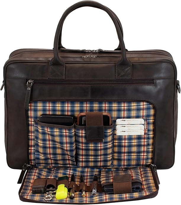 Marc Peter Hamilton Real Leather Business Bag for Men and Women | 15.6 inch Laptop Bag | Shoulder Bag for Men