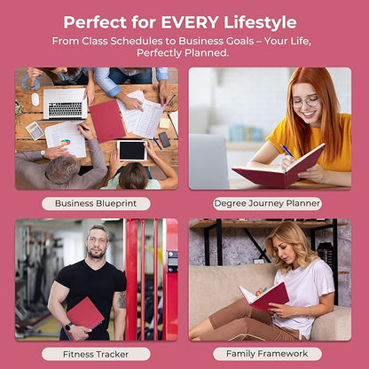 Weekly Monthly 2026 Planner (Jan.26-Dec.26),11.5"x8.5",12 Months Agenda Plan with Month Tabs & Pocket,Expenses/Note Pages, Appointment Book Calendar with Vegan Leather Cover,Rose Red