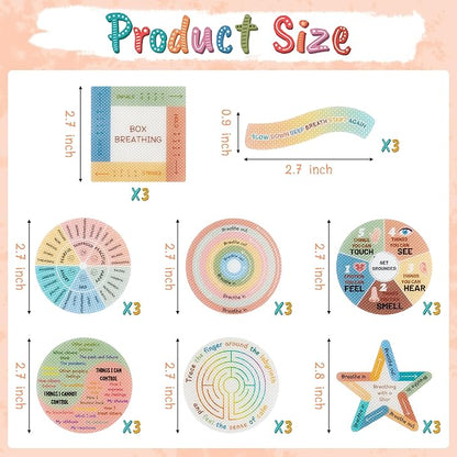 H1vojoxo 24PCS Anxiety Sensory Stickers Anti Stress Textured Sensory Stickers Tactile Textured Mindfulness Sticker for Desk and Phone Stress Anxiety Relief Adhesive for Kids Adult School Counselor