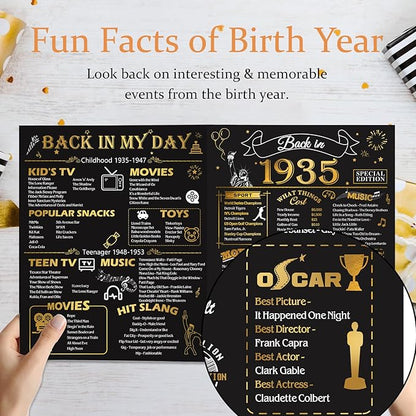 90th Birthday Card for Men Women, Funny 3D Pop Up 90th Birthday Gifts for Grandma Mom Dad, Back In 1935 Happy 90 Year Old Birthday Decorations Cards for Her Him