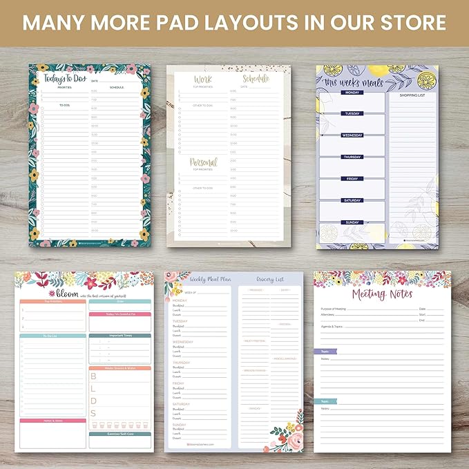 bloom daily planners Daily Planning System Tear Off to-Do Pad - Undated Checklist Notepad Organizer with Perforated Sheets - 6" x 9" (Floral Dots)