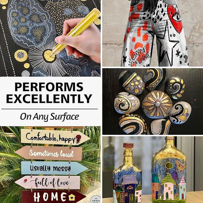 SFAIH Paint Markers Pens - 4 Colors 8 Pack Ultra-High Coverage Acrylic Paint Pens for Rock, Paper, Wood, Fabric, Glass, Metal, Ceramic, Painting, DIY Art Projects, Crafts, Large Capacity Permanent Ink