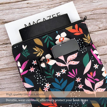 Book Sleeve Book Covers Book Protector Floral Printed with Zipper Washable Fabric for Teen Adult Book Lover Teacher Student(Medium,11 X 8.7 Inch)…