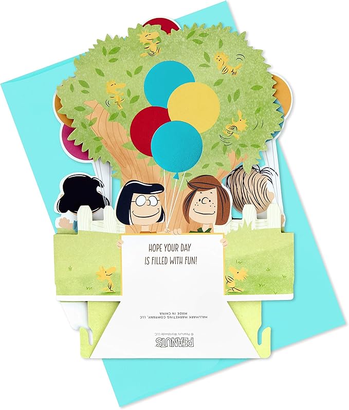 Hallmark Paper Wonder Peanuts Pop Up Birthday Card (Snoopy, Charlie Brown, Day Filled with Fun)