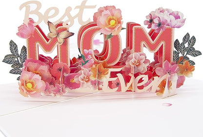 Floral Pop-Up Card - I Love You Mom, Mother's Day, 7.87"x5.91"x0.2"