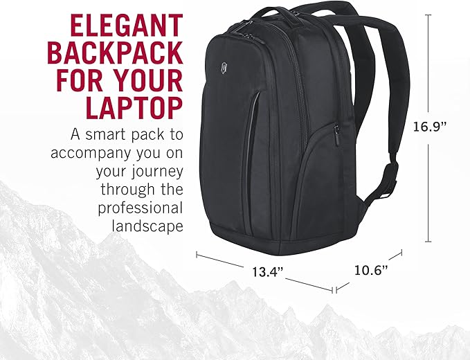 Victorinox Altmont Professional Essentials Laptop Backpack - Tablet & Laptop Bag for Travel Accessories - Computer Backpack Includes Sleek Organizer - 24 Liters, Black