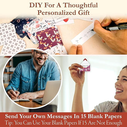 Mini Love Notes For Him Her - Cute Couple Gifts For Him Boyfriend Long Distance, Romantic Valentines Day Gifts For Men, Lunch Box Notes For Husband, Tiny Love Letters Message Note Cards