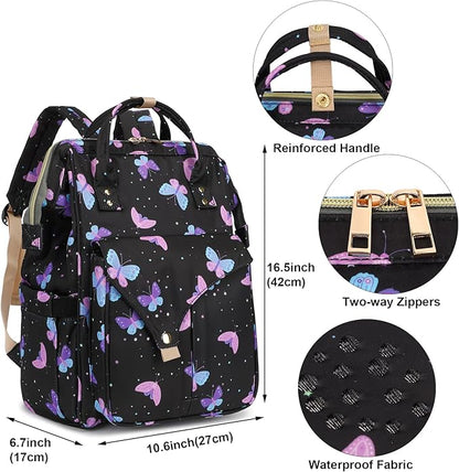 Butterfly Laptop Backpack College School Backpack Bookbags Nurse Backpacks Travel Bags for Women Girls Fits 15.6 Inch Notebook