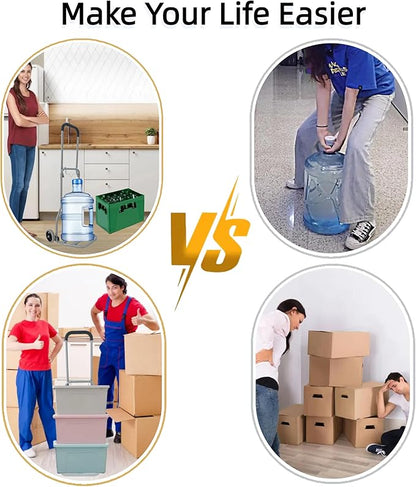 Folding Hand Truck with Silent Wheels, 165lbs Luggage Dolly Foldable Dolly Cart Lightweight Portable Folding Dolly Hand Cart Heavy Duty Utility Cart for Home Office Travel Use (Gray 2 Rubber Wheels)