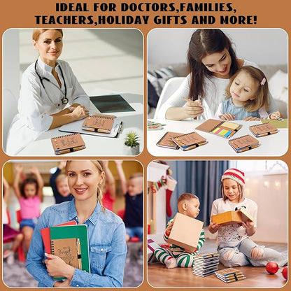 20 Sets Employee Appreciation Gifts Inspirational Spiral Notebooks with Sticky Notes Notepads Motivational Bamboo Ballpoint Pens for Nurse Coworker Teacher (NEVER FORGET)