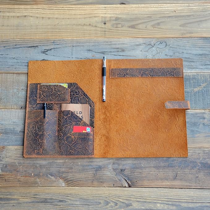 JJNUSA Genuine Leather Journal Writing Pad for Tops Legal Pads 8.5 x 11, A4 Writing Letter Portfolio Notepad Organizer, Writing Pads 8-1/2" x 11-3/4"