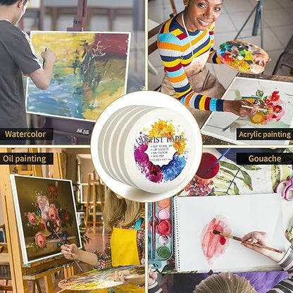 4 Packs White Artist Tape for Watercolor Paper Drafting Art Low Tack Masking Tape Acid Free Painter Watercolor Tape for Painting Canvas Framing, 0.6inch Wide 660FT Long Total