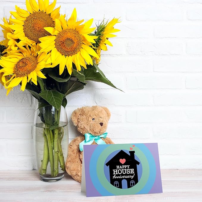48 Pcs Happy Home Anniversary Cards with Envelopes Bulk Blank Welcome House Cards Real Estate Thank You Notes Housewarming Gifts for Clients Neighbors, 4 x 6 in(Stylish)