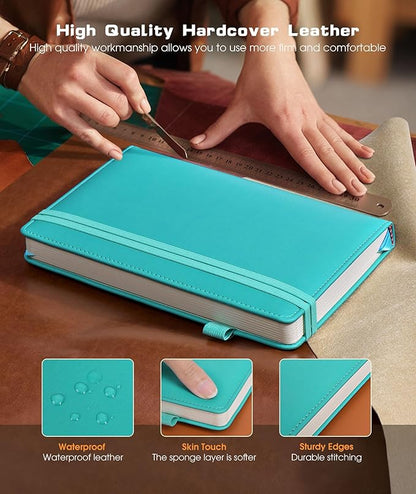 Lined Journal Notebook for Women Men, 256 Numbered Pages Hardcover Leather Journals for Writing, A5 Journaling Notebooks, College Ruled Journal for Business Work School Note Taking 5.75" x 8.38" Teal