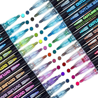 Muchcute Shimmer Markers Outline Glitter Pens:24 Christmas Stocking Stuffers Tween Teen Girl Gifts Trendy Stuff Cute Arts Crafts Art Supplies Kids Ages 4 6 8 9 10 12 14 16 Year Old Birthday Ideas 2024