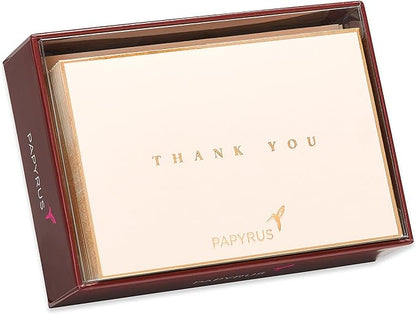 Papyrus Thank You Cards with Envelopes, Gold Border (16-Count)