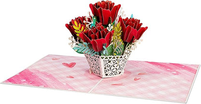 Paper Love 3D Pop Up Card, Lovely Roses Pop-Up Cards, for Birthday, Anniversary, Mothers Day, Thank You, Get Well, All Occasion - 5" x 7" Cover - Includes Envelope and Note Tag