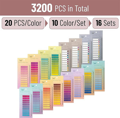 Mr. Pen- Colorful Book Tabs, 3200 Pcs, Transparent Sticky Tabs for Annotating Books, Page Markers