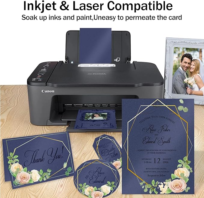 Navy Blue Shimmer Cardstock 8.5 x 11 Navy Blue Paper, Goefun 24 Sheets 80lb Card Stock Printer Paper for Christmas, Invitations, Certificates, Crafts, Card Making