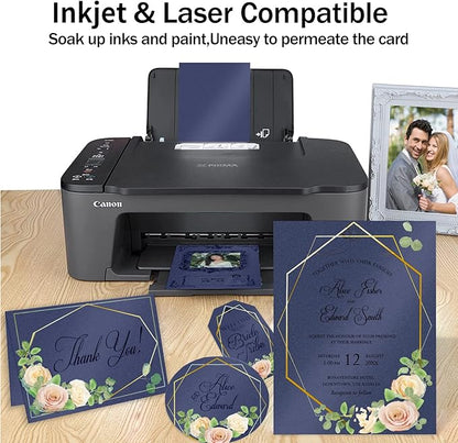 Navy Blue Shimmer Cardstock 8.5 x 11 Navy Blue Paper, Goefun 24 Sheets 80lb Card Stock Printer Paper for Christmas, Invitations, Certificates, Crafts, Card Making